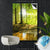 Spannbild Wald mit Sonnenstrahlen Hochformat Produktfoto wandbild.com